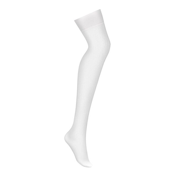 Valged sukad Obsessive S800. Kuna sukad ei ole isehoidvad, siis sobivad enamike valgete pesukomplektidega, millel on sukahoidja või korsettidega.