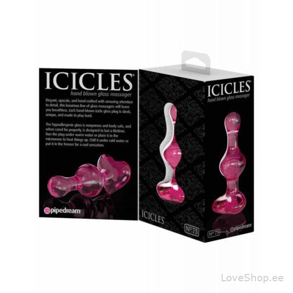 Elegantne klaasist anaaltapp Icicles No. 75 (roosa) - Image 3