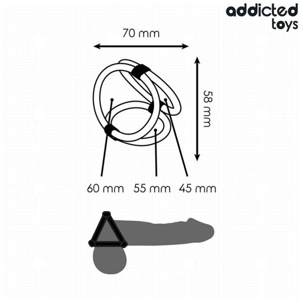 Kolmekordne peenise- ja munandirõngas Addicted Toys - Image 5