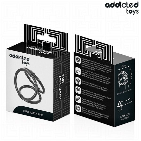 Kolmekordne peenise- ja munandirõngas Addicted Toys - Image 7